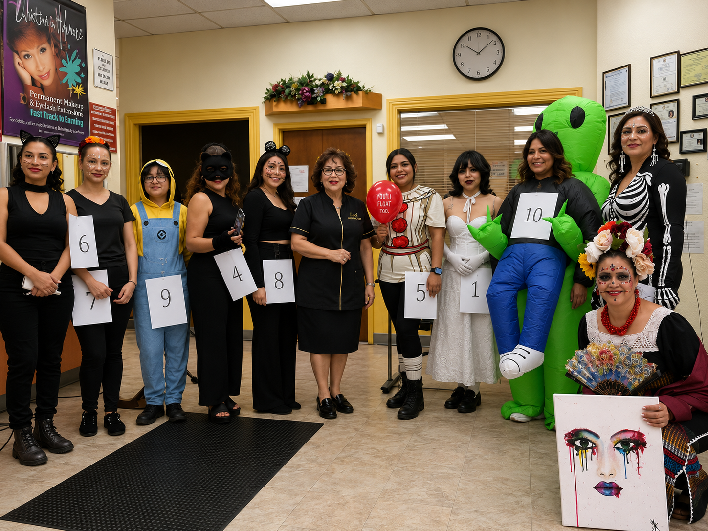 Students and instructors at the academy costume event