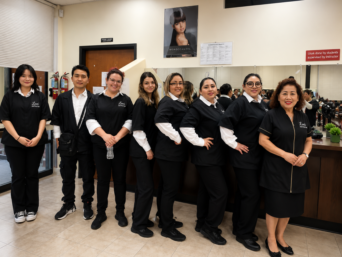 Bale Beauty Academy instructors and students in uniform
